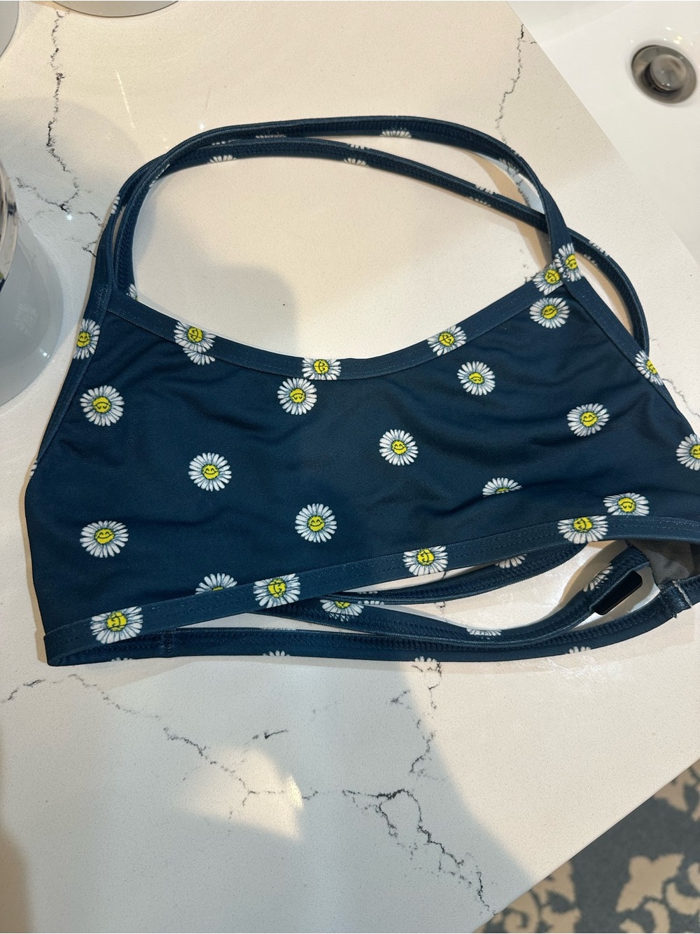 Jolyn Clothing Navy Daisy Print Swim Top